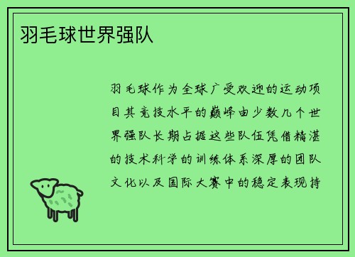 羽毛球世界强队